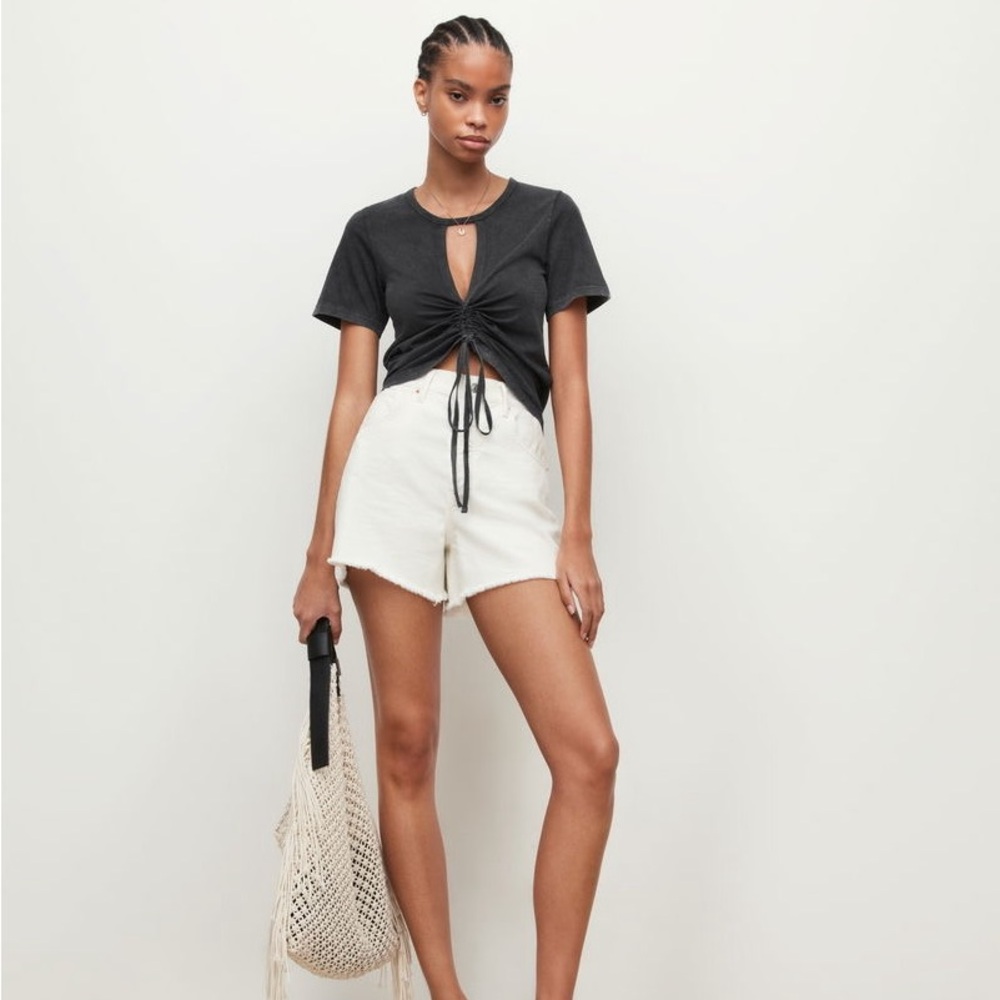 AllSaints Gigi Centre Drawcord Black T Shirt size 0